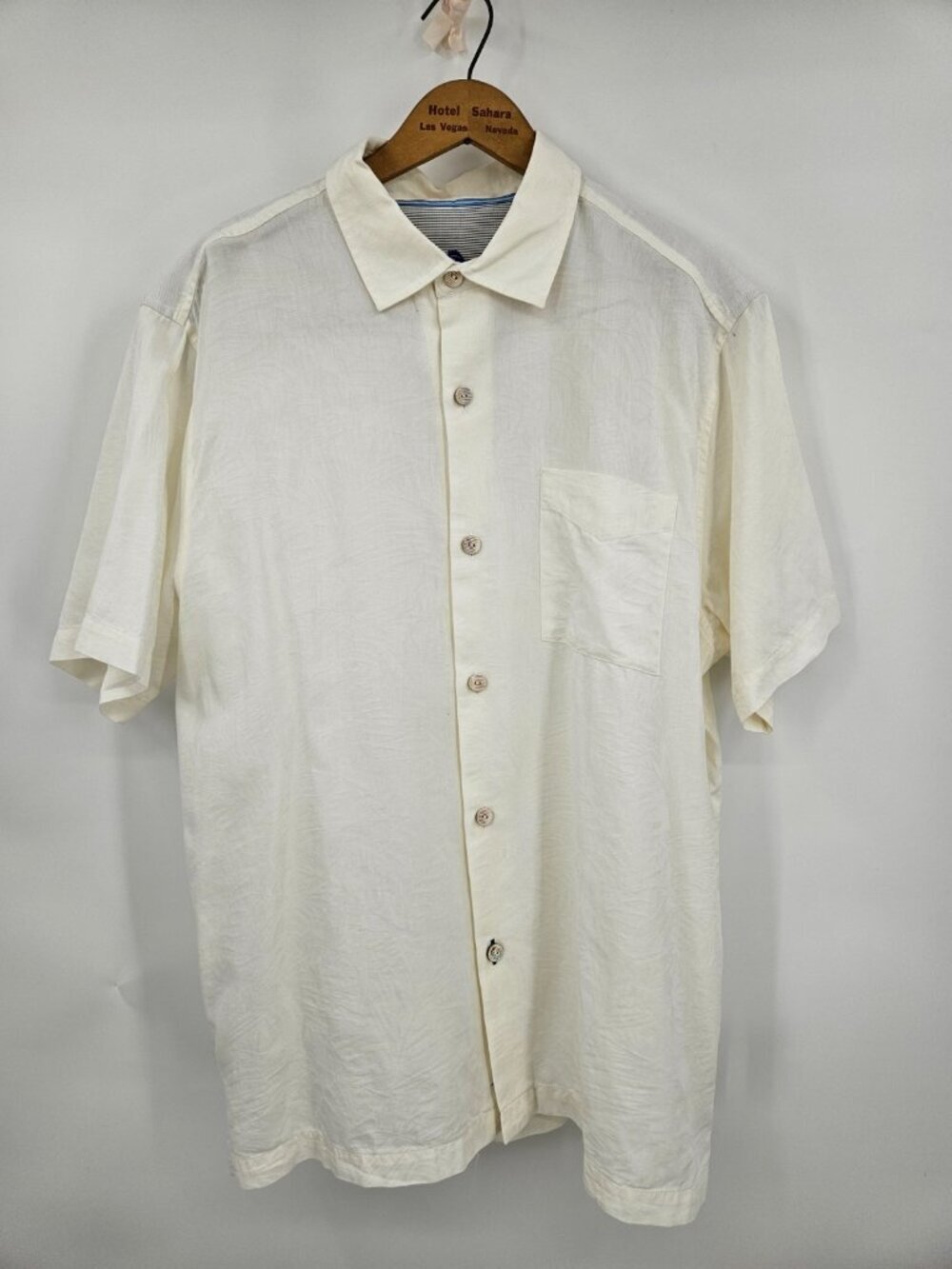 New Tommy Bahama Camden Coast Camp Shirt Mens L White Hawaiian Palm Frond